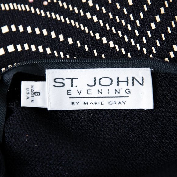 St.John M Santana Knit Gold Wave Formal Gown Black Prom Formal Wedding - Picture 7 of 8